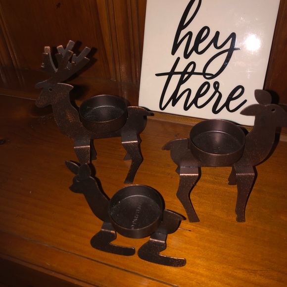 Set of 3 Reindeer tea light holders - Picture 2 of 2